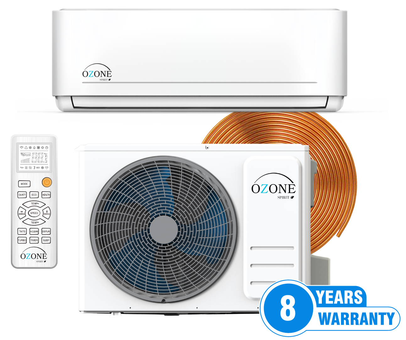 Ozone 18,000 BTU Inverter Mini Split AC and Heat AHRI Certified Wifi